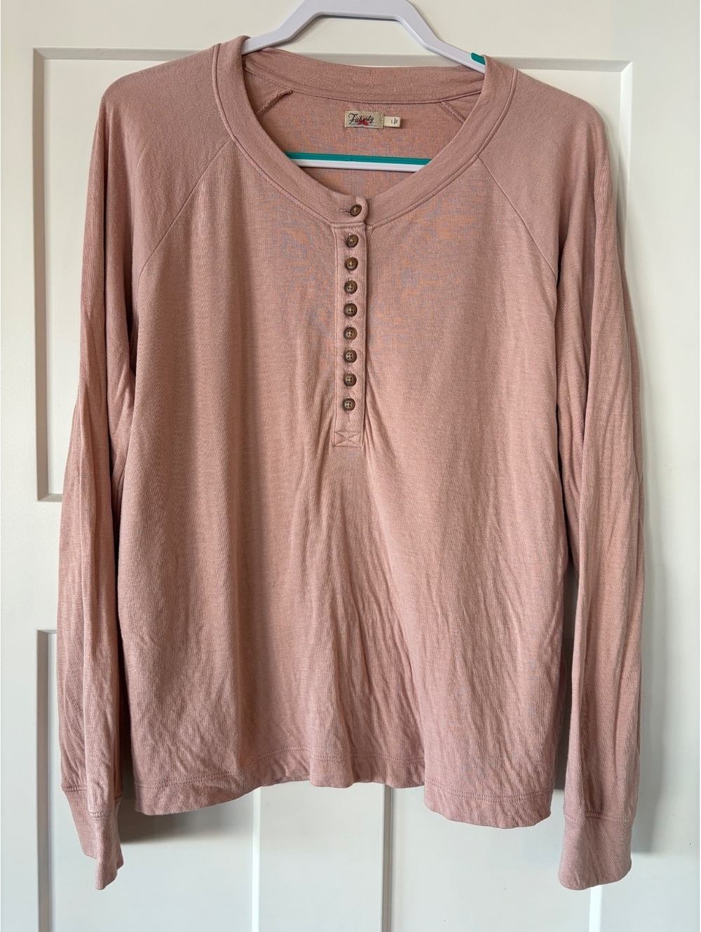 Faherty Long Sleeve Henley — Dusty Mauve, Size L